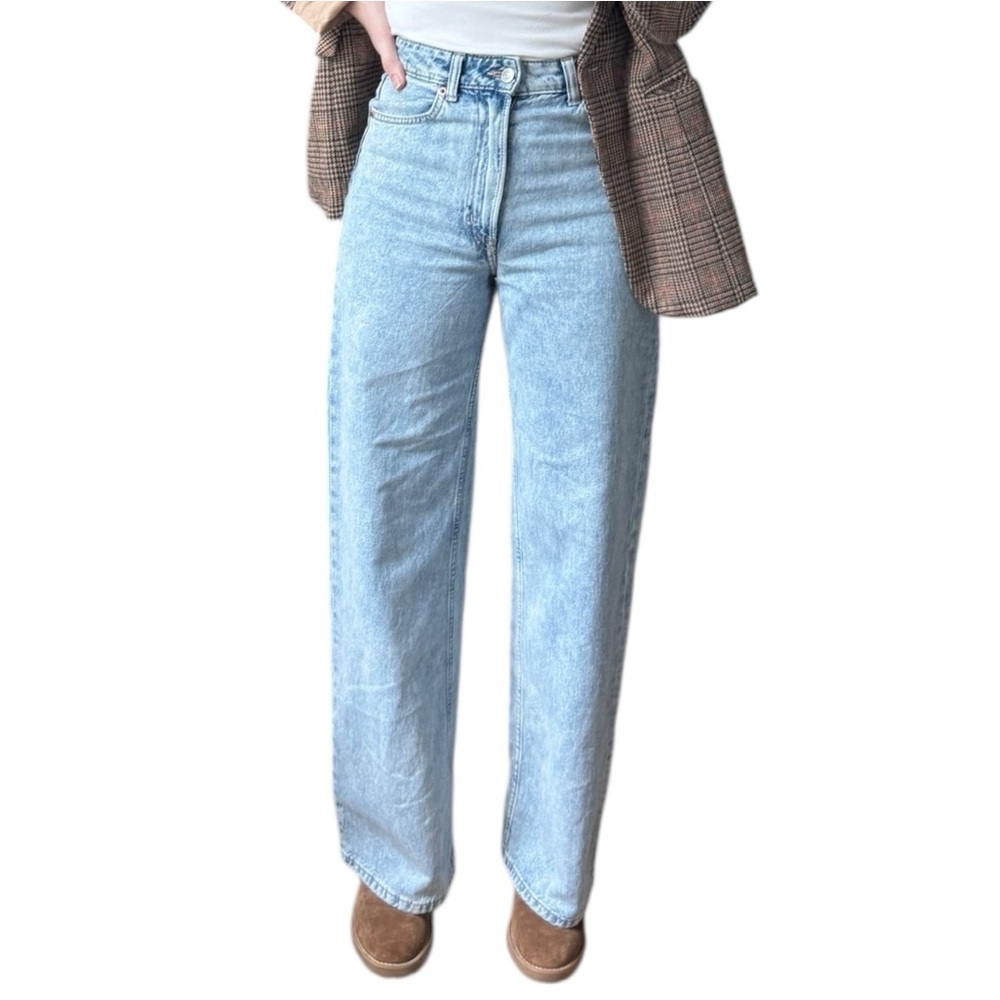 H&M Divided Wide Leg High Waist Jeans Light Wash 2 100% Cotton Y2K 90s Grunge